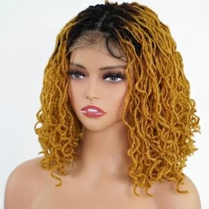 Curly Gold Lace Front Wig